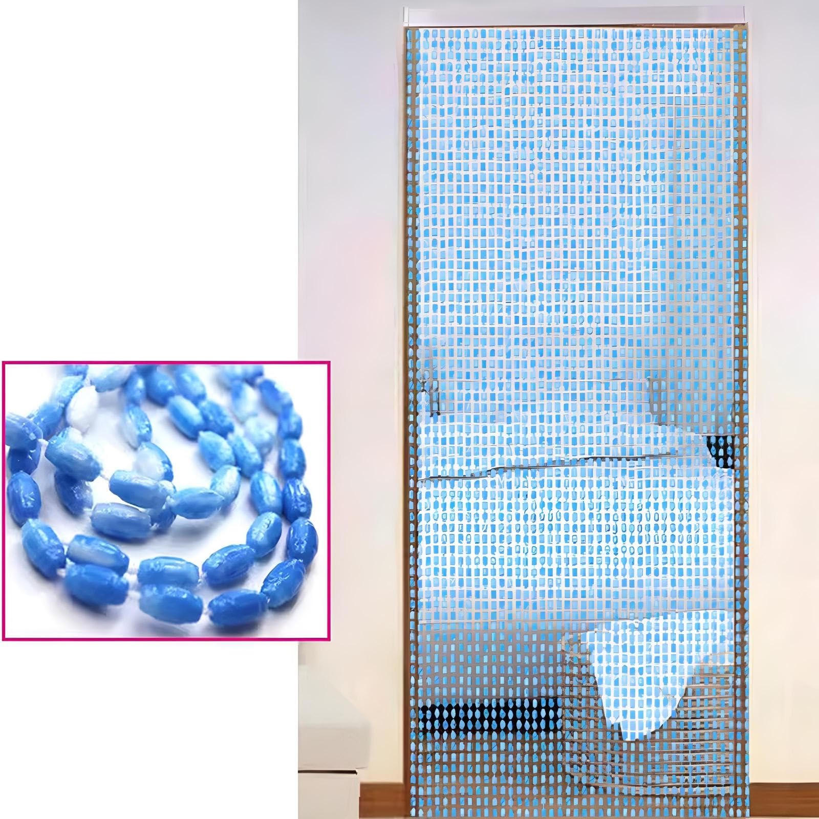 Eiauiuo One Color Beaded Curtain For Fly Protection And Ventilation, Decorative Acrylic & Aluminum String Curtain, Crystal Door Curtain For Living Room, Bedroom, Balcony, Room Divider For Home Privacy(80X200cm(