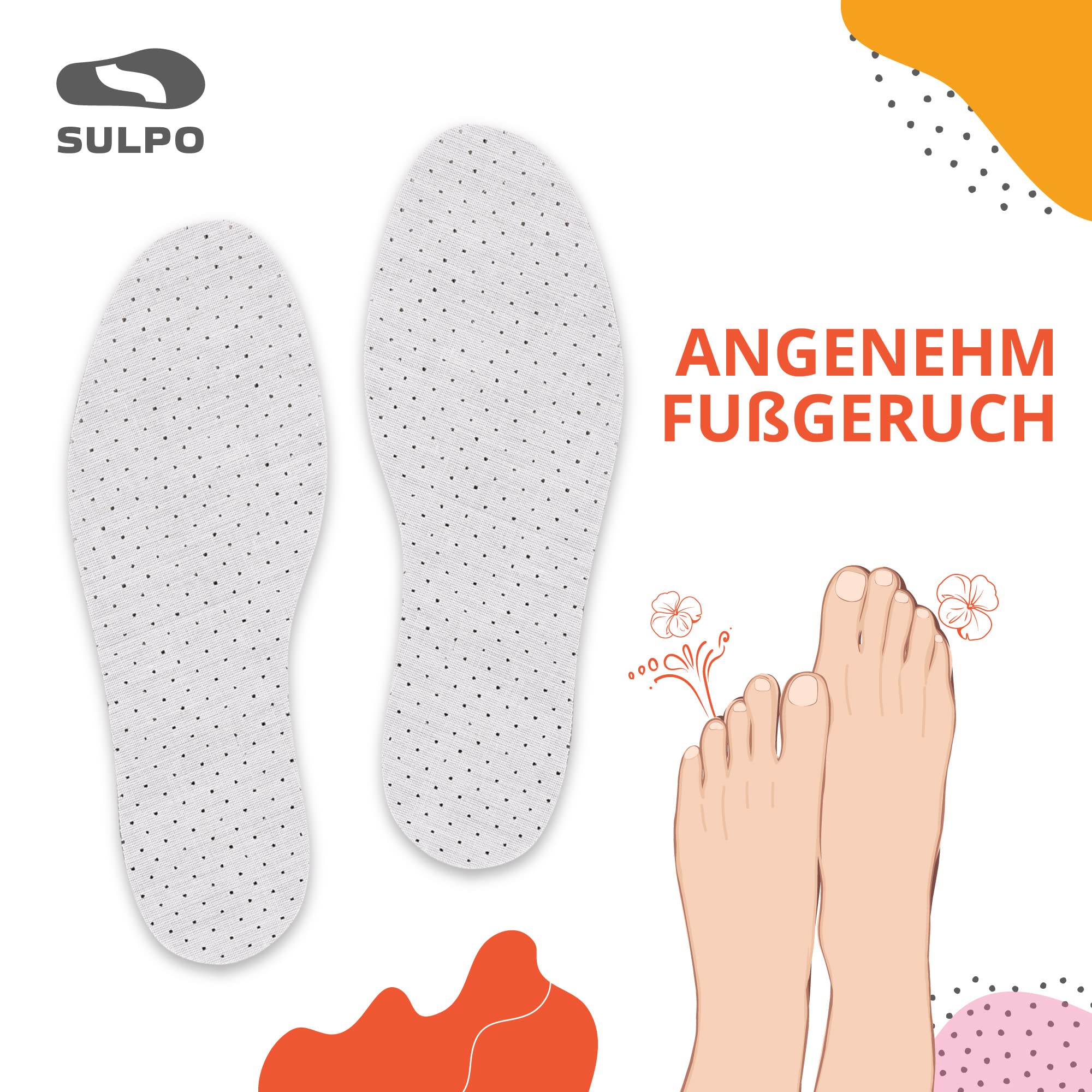 SULPO 8 Paar Aktivkohle Einlegesohlen gegen Schweissfüsse - für frische Schuhe und Füße - komfortable Schuheinlagen - leicht und handwaschbar - Einlagen zum Zuschneiden