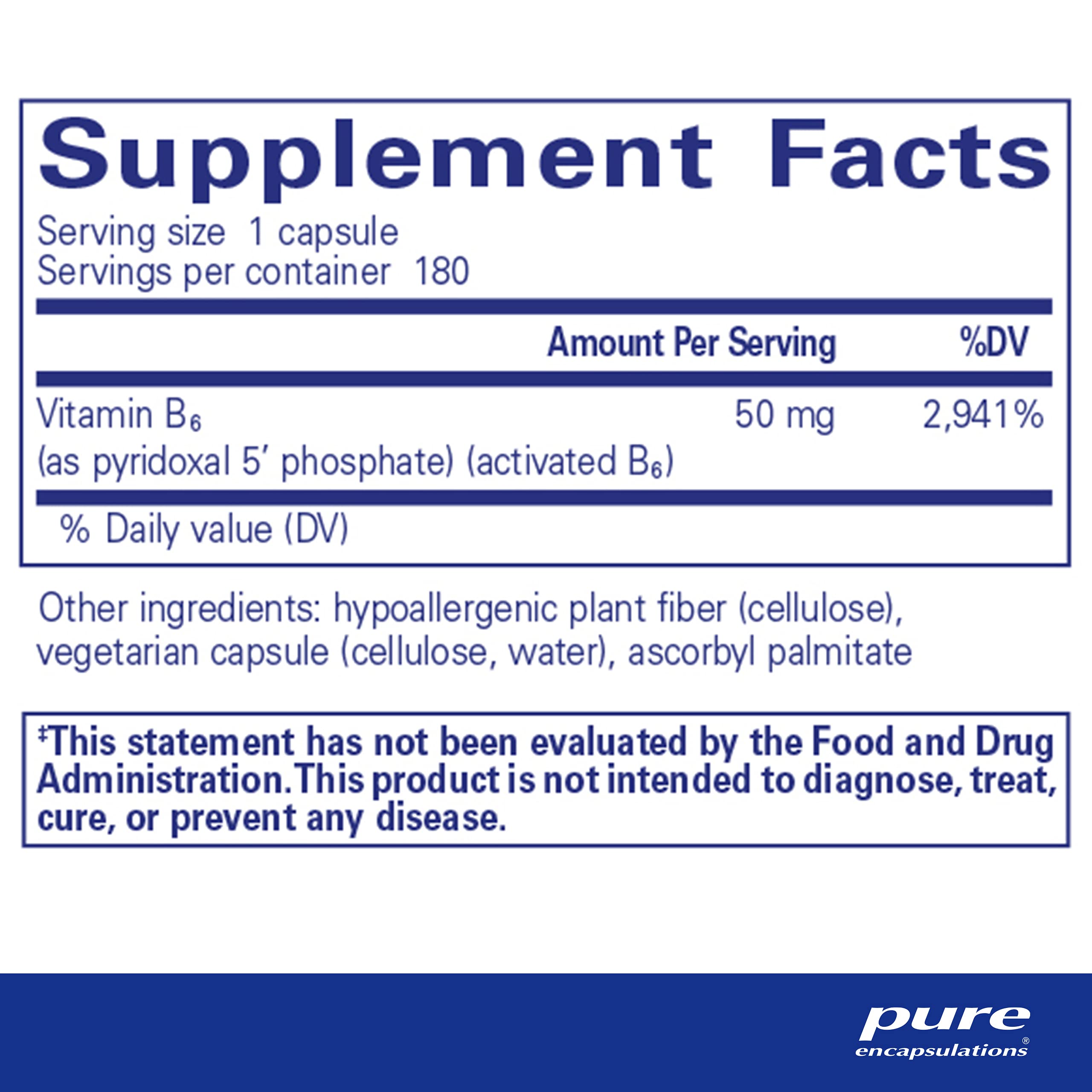 Pure Encapsulations P5P 50 Vitamin B6 Supplement to Support