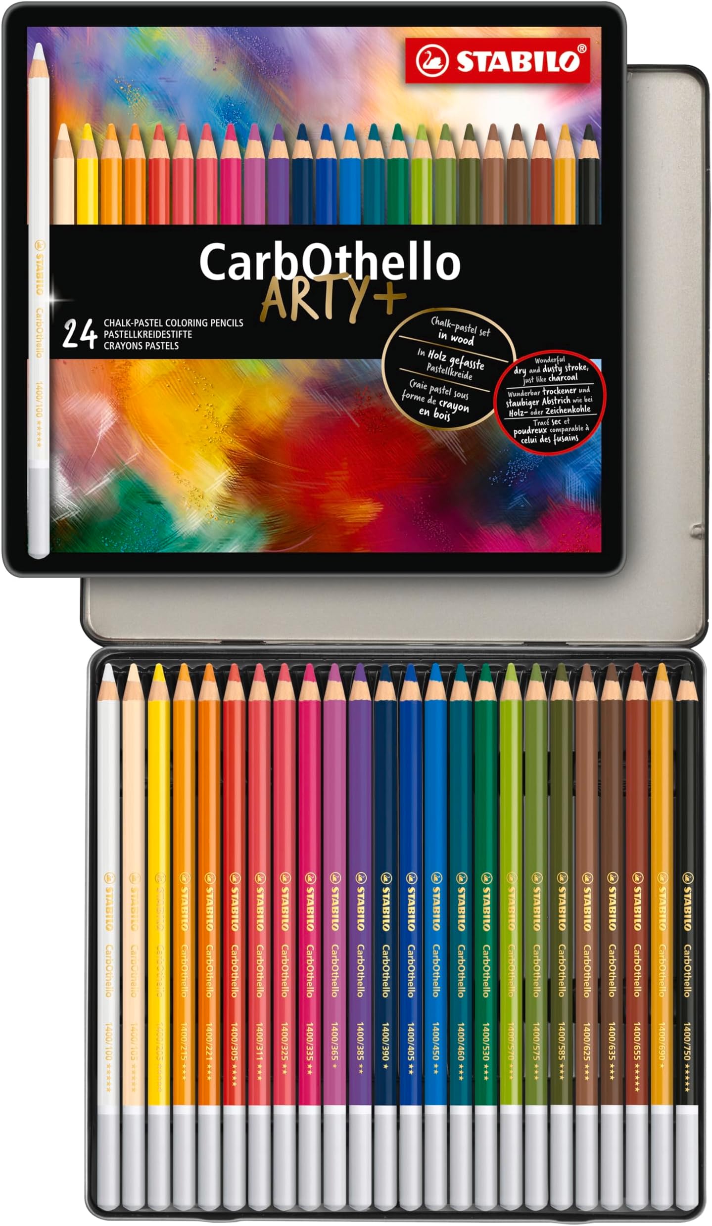 CarbOthello Arty Plus Chalk-Pastel Pencil 24-Pieces, Multicolor