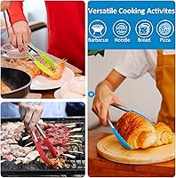 Vista 5 de Small Tongs For Cooking,7 inch Kitchen Mini Tongs with Silicone Tips Great for Air Fryer Cooking Serving Tong Set of 3 Turning
