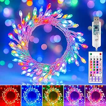 Brightown 10FT Fairy Lights Color Changing - 100 LED 22 Colors Firecracker Fairy Lights with Remote, Cluster String Lights Indoor with 12 Lighting Mode, Christmas Fairy Lights for Bedroom Classroom