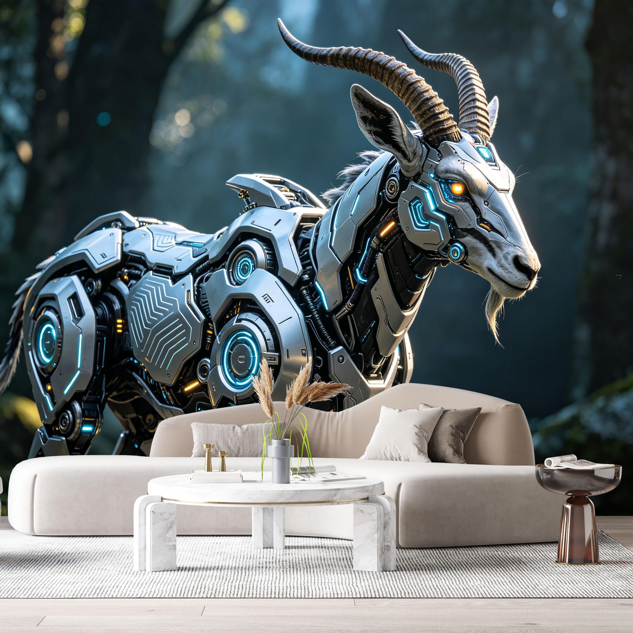 Custom Size Wall Mural Cybernetic Mech Beast Futuristic Robotic Animal Science Fiction Metallic Texture SelfAdhesive Art Prints Removable Large Wallpaper Esports Room Game Room Studio