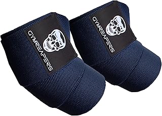 Gymreapers Weightlifting Elbow Wraps (1 Pair) - Flexible 40' Elbow Compression Strap & Joint Support Brace - For Bench Press, Powerlifting, and Pressing (Navy)