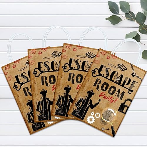 Vista 6 de 16 bolsas de regalo para sala de escape para suministros de fiesta de cumpleaños, aperitivos de regalo, dulces con asas para niños y adultos