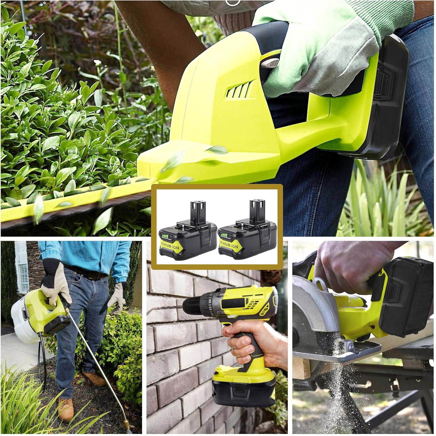 ARyee Ryobi 18V Battery 6.0Ah, 2 Pack Lithium Ion Replacement for ONE+ P102 P103 P104 P105 P107 P108, Compatible with 18V Cordless Power Tools