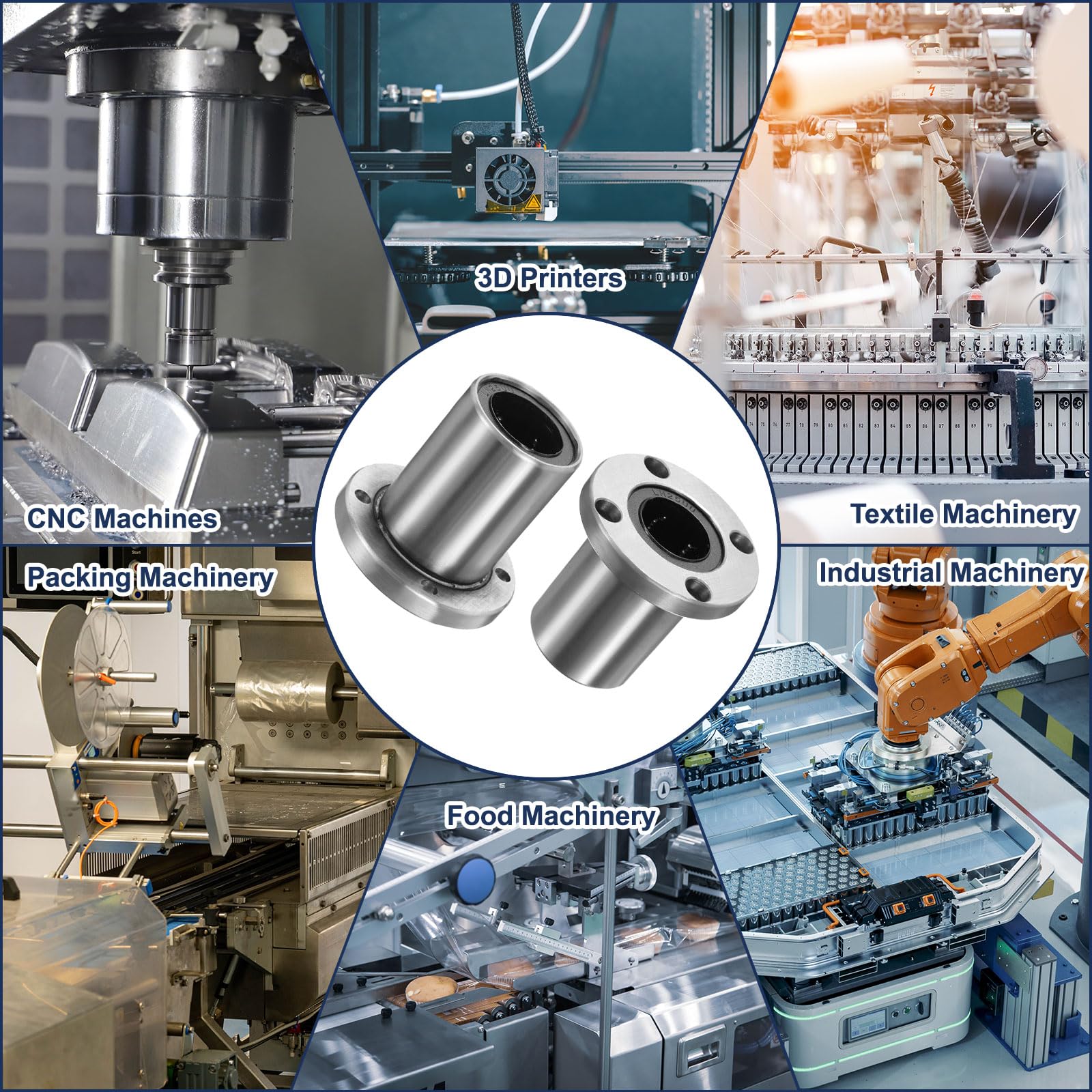 QUARKZMAN 4 Pezzi Cuscinetti Lineari LMF25UU, Diametro Interno 25mm Cuscinetti Lineari A Sfere Con Flangia Rotonda Boccola Di Movimento Con Doppia Guarnizione In Gomma ABEC3 Per CNC