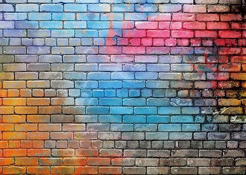 Miniatura 2 de LYCGS Fondo de fotos de pared de ladrillo colorido de 7 x 5 pies de los años 80 Hip Hop Disco Baby Cumpleaños Boda Graduación Fiesta Temática