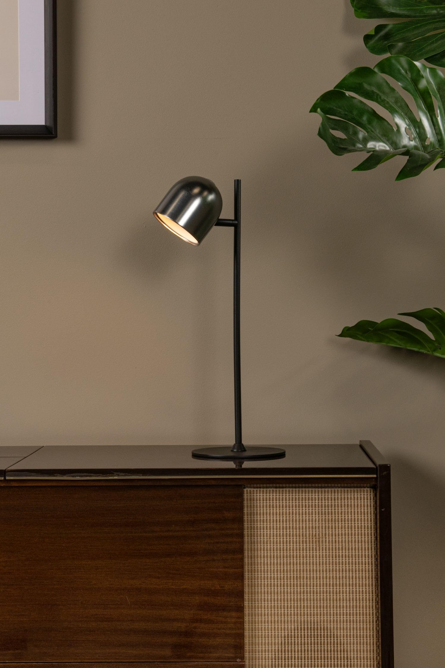 Licht-Erlebnisse LED Akku Tischleuchte Grau Schwarz Schreibtisch Wohnzimmer Büro 3000 K IP44 dimmbar Touchsensor H:46 cm Innen Außen Tischlampe Schlafzimmer