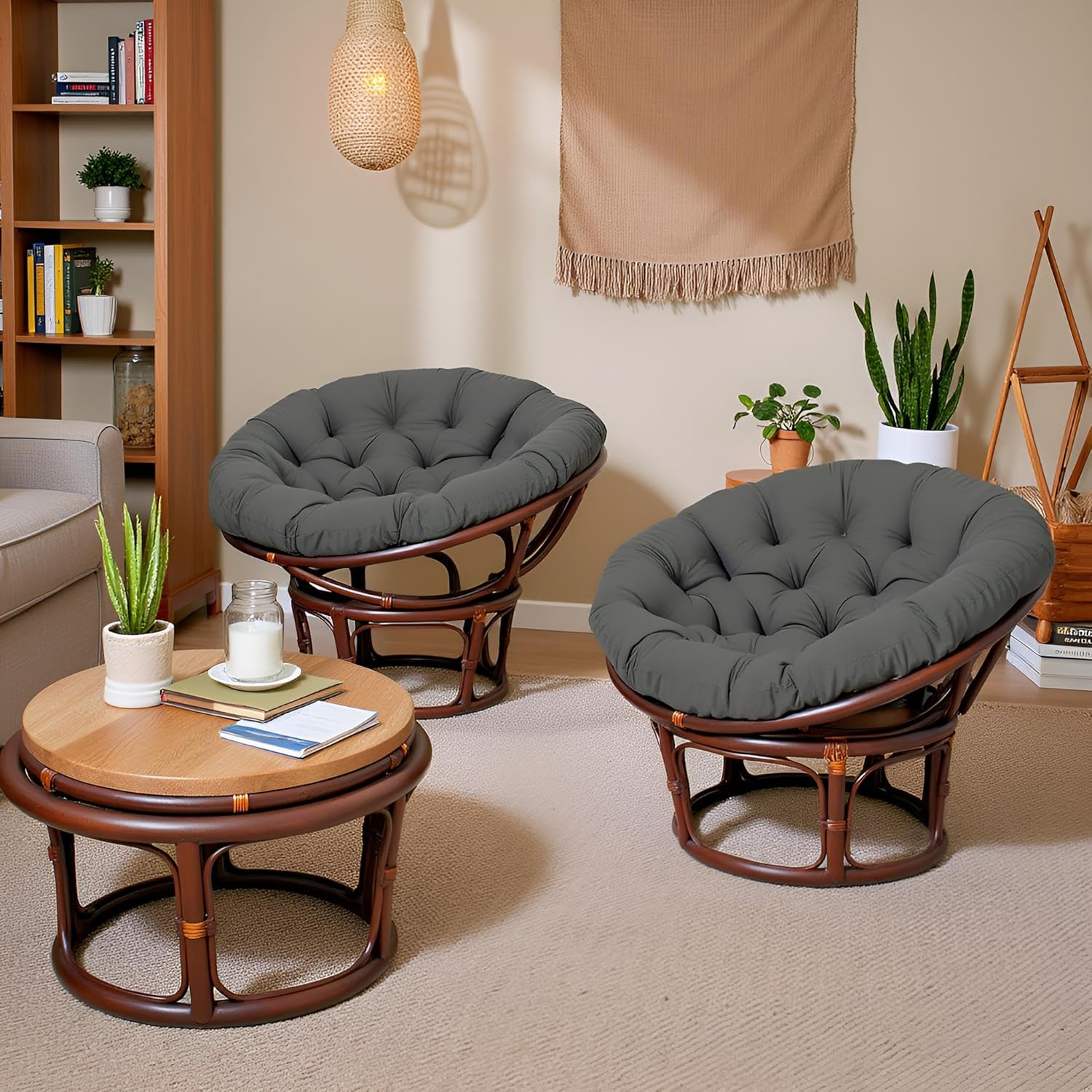 Thickened Papasan Round Chair Cushion, Hanging Swing Comfortable Overstuffed Seat Pad for Outdoor and Indoor Garden Patio (Without Chair)