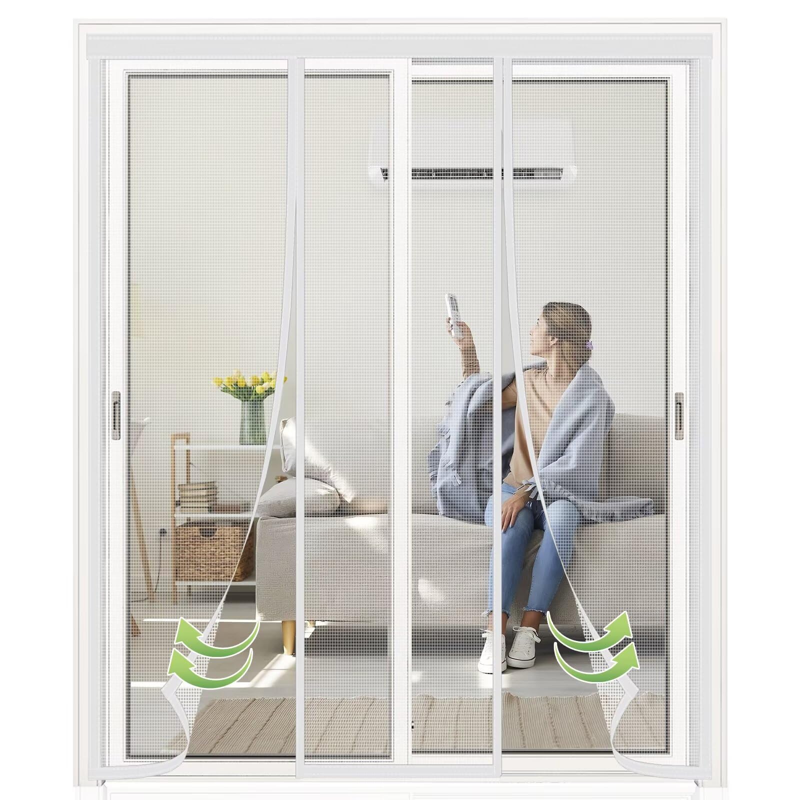 Tenda Calamita Zanzariere Forti 295x290cm Bianco Zanzariera con Porta Magnetica