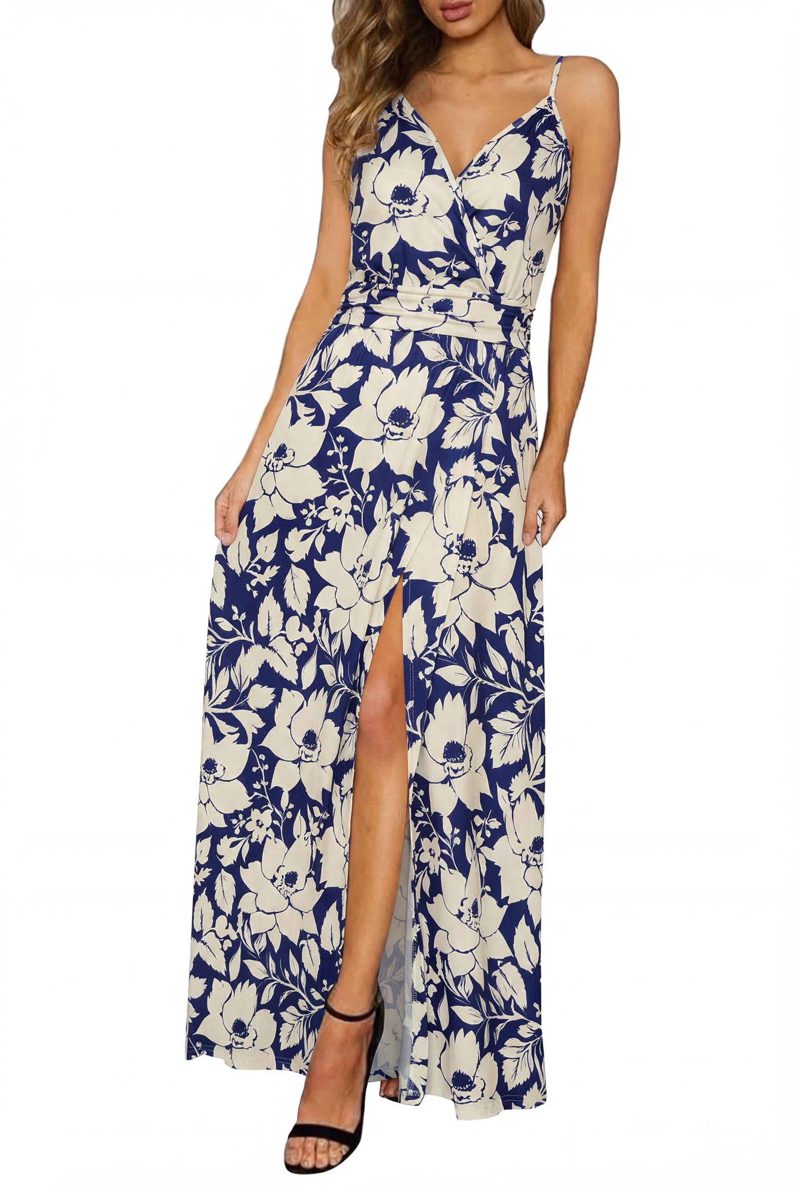 Newshows Women's 2026 Lightweight Summer Wedding Guest Beach Vacation Casual V Neck Split Flowy Maxi Dress