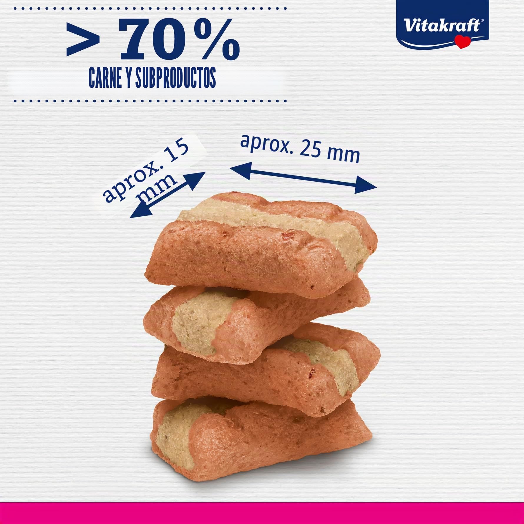 Vitakraft Cat YUMS, golosinas para Gatos, Snack Blando para Gatos Relleno de salmón, en Bolsa resellable, tamaño Almacenamiento, sin azúcar añadido (9X 40g)