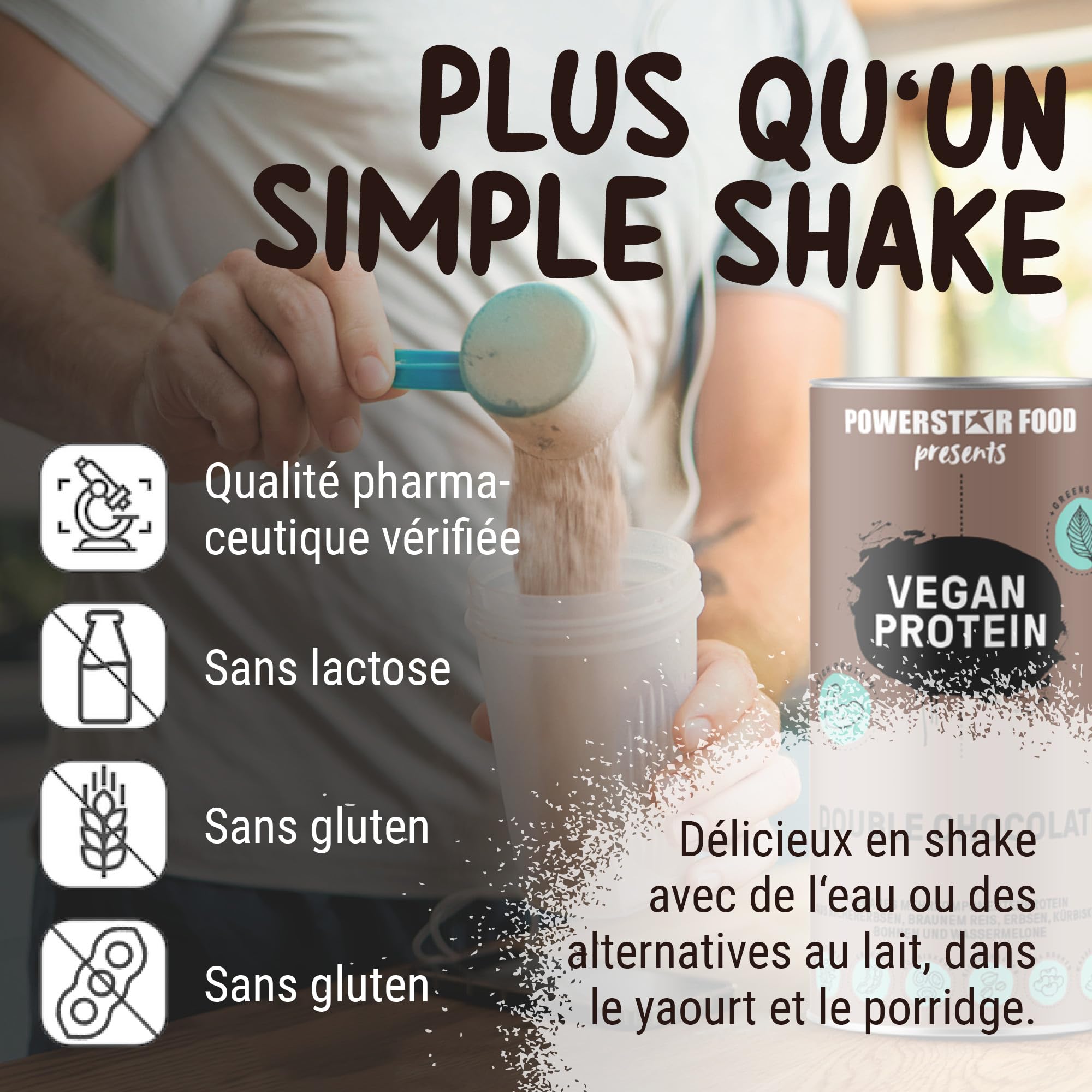 Powerstar PROTEINE VÉGÉTALE 500 g | Vegan protein powder sans soja | Poudre de protéines multicomposants enrichie de 10 superaliments | Fabrication en Allemagne | Musculaire | Vanille