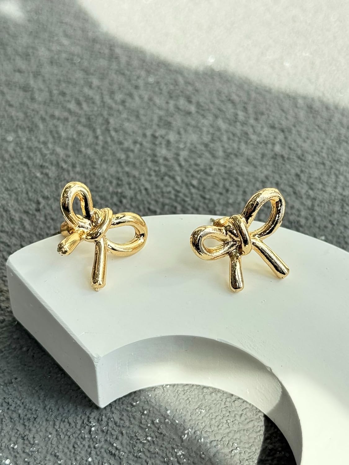 14K Gold Bow Stud Earrings, 14K Gold Plated - Image 2