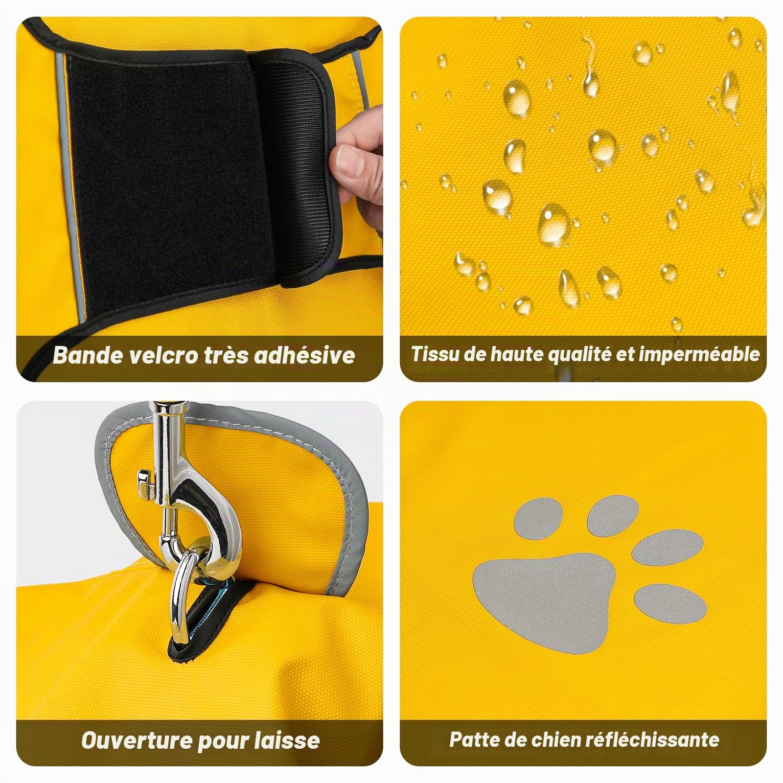 Manteaux Imperméables DQGHQME pour Chiens - Manteau Pluie avec Capuchon et Réfléchissantes, Poncho pour Chien de Pluie - Taille XL