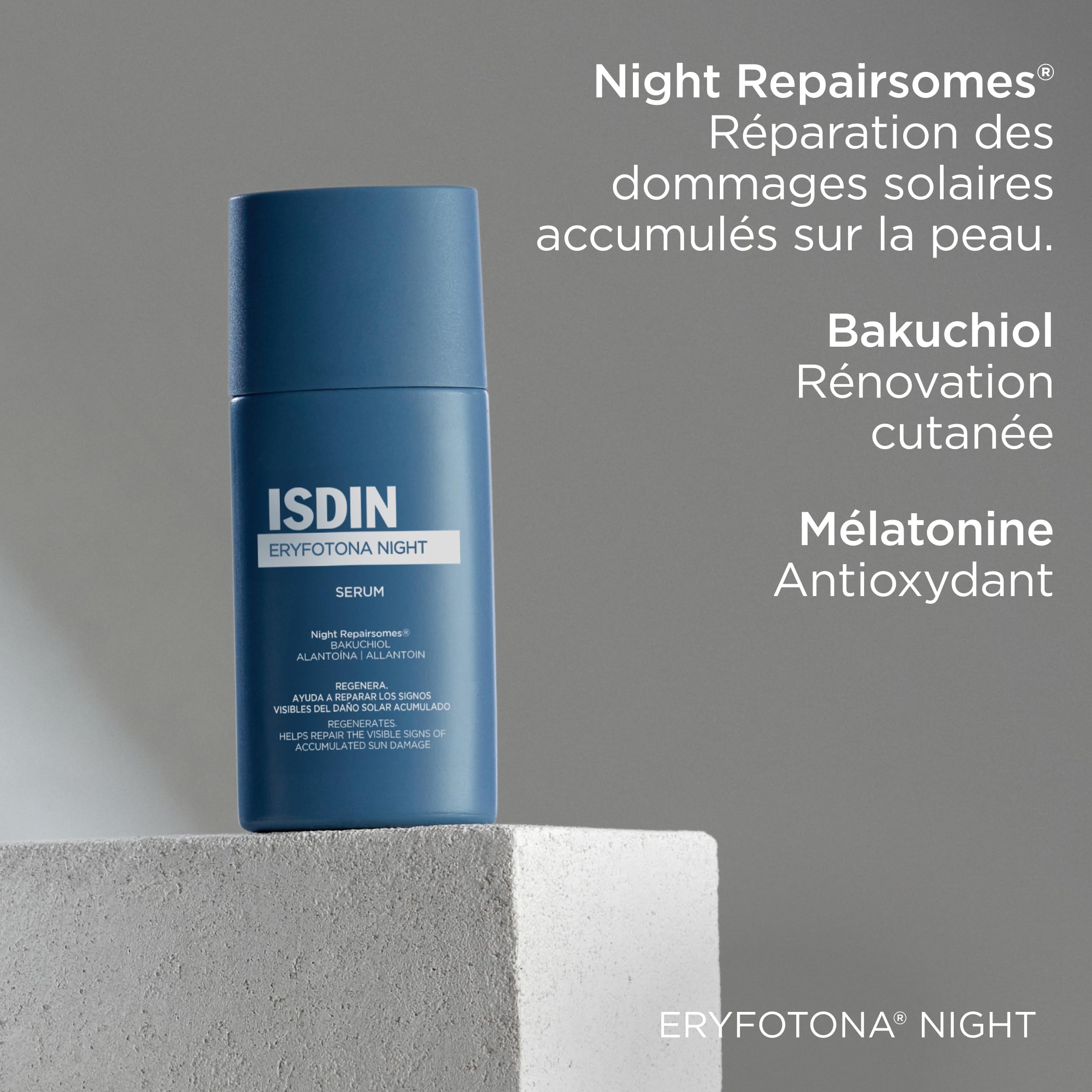 ISDIN Eryfotona Night (50 ml) | Sérum Visage pour Aider à Réparer les Signes Visibles des Dommages Causés par l'Exposition Solaire Prolongée