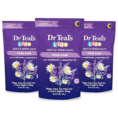 Dr Teal's Kids Gentle Epsom Salt, Sleep Soak with Melatonin & Essential Oil Blend, 2 lbs (Pack of 3)