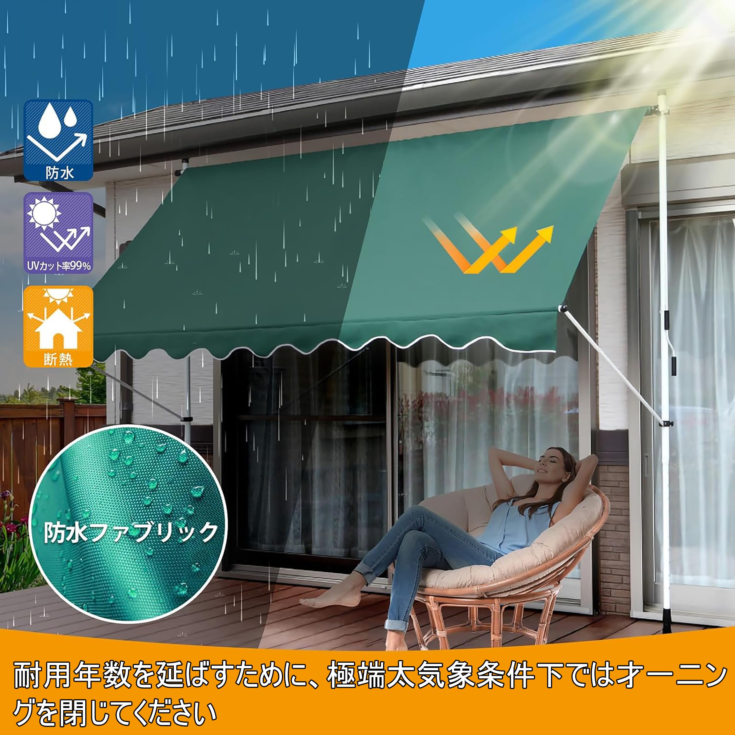 Amazon.co.jp: スンツェン 開閉式オーニング, テントのひさし, ひさし