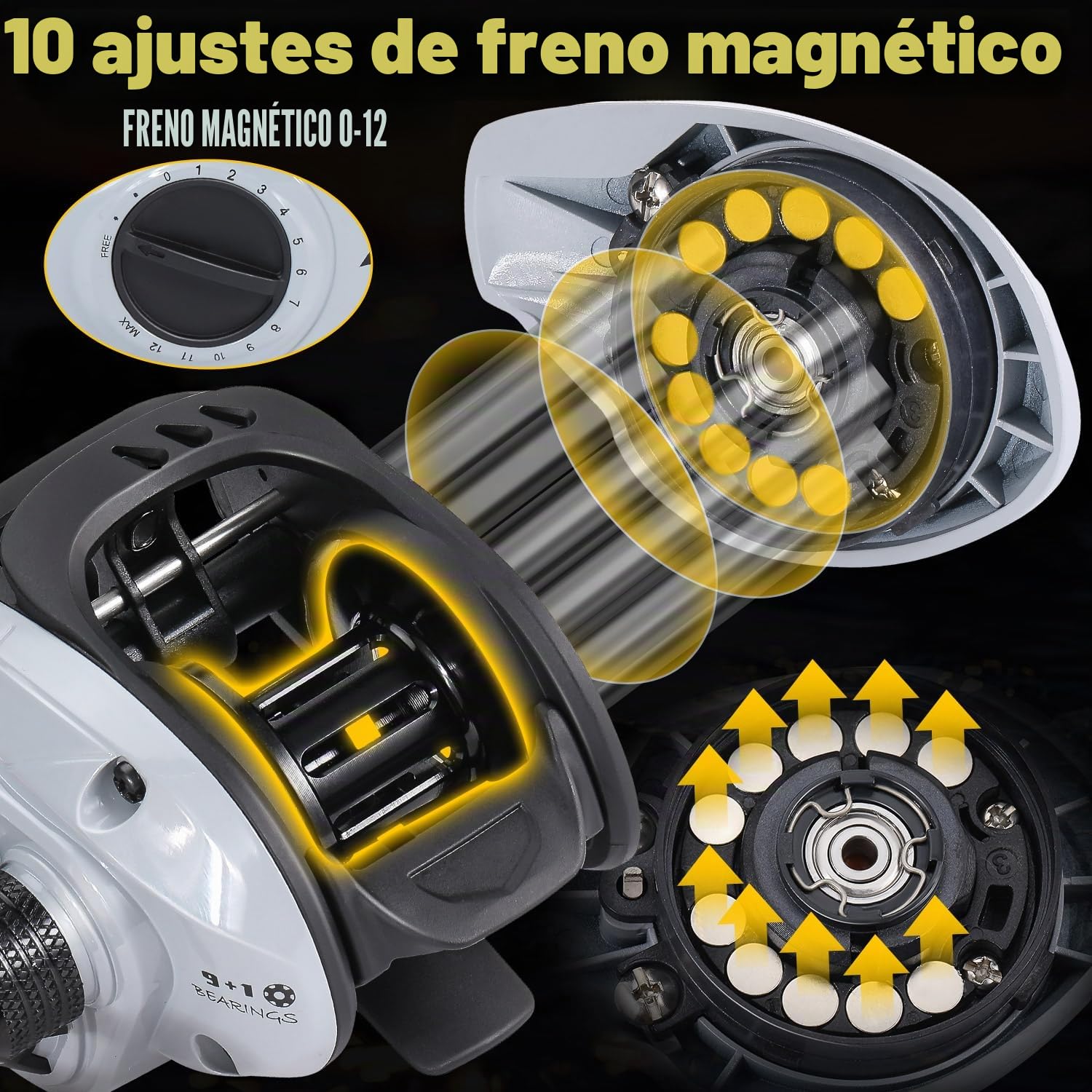 Sougayilang Spinning & Casting - Caña de pescar con grafito, 2 espacios en blanco, carrete para pesca de perca