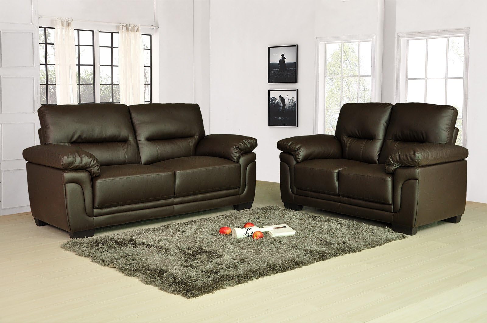 Kansas Brown Leather Sofa Suite 3+2 Seater 12 Months warranty to ENGLAND & WALES ONLY