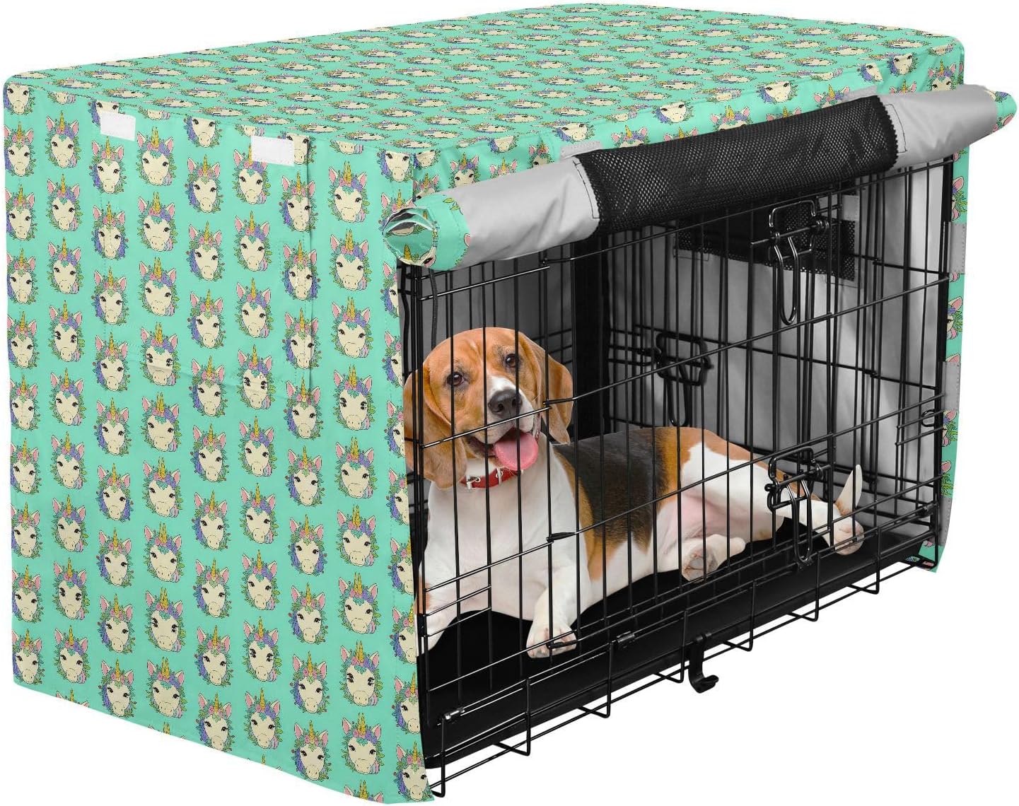 Cartoon Unicorns Dog Crate Cover Pets Kennel Cover Dog Crate Curtains 42 Inch