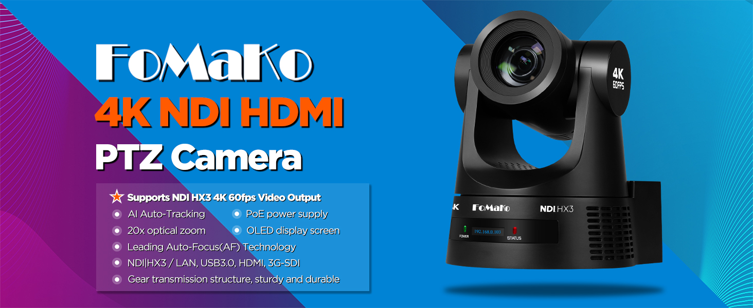 Amazon.com : FoMaKo 4K 60fps NDI PTZ Camera, Supports NDI HX3 4K