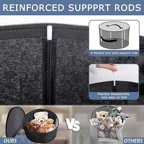 Miniatura 3 de Caja para sombreros con 4 varillas estabilizadoras para mayor apoyo, organizador de sombreros redondos con tapa, ideal para viajes, almacenamiento