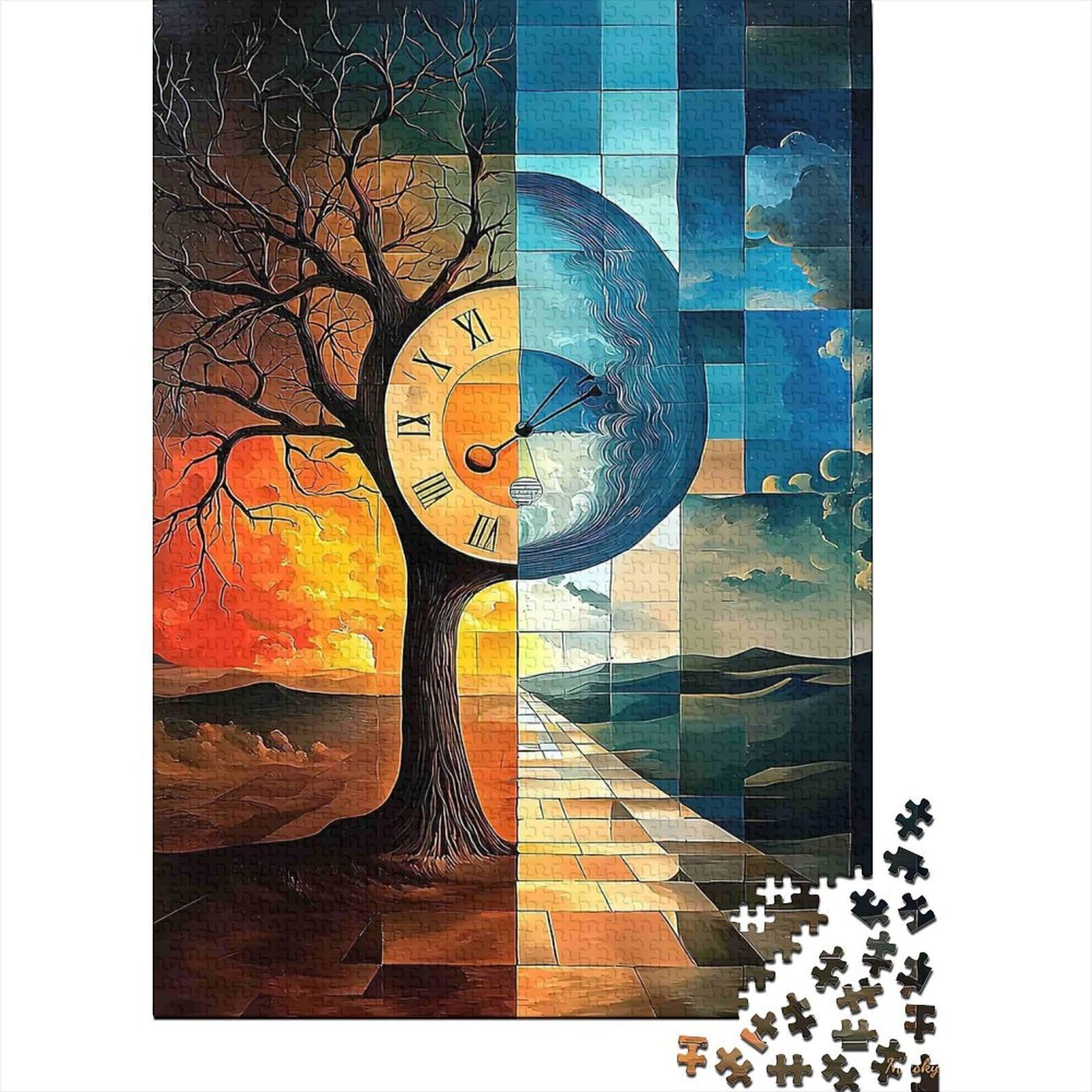 Time Tree Art 1000 Piece Jigsaw Puzzle Set for Jigsaw Enthusiasts Recycled Cardboard Home Decor Wall Art Festive Brain Challenge 52x38cm/1000pcs