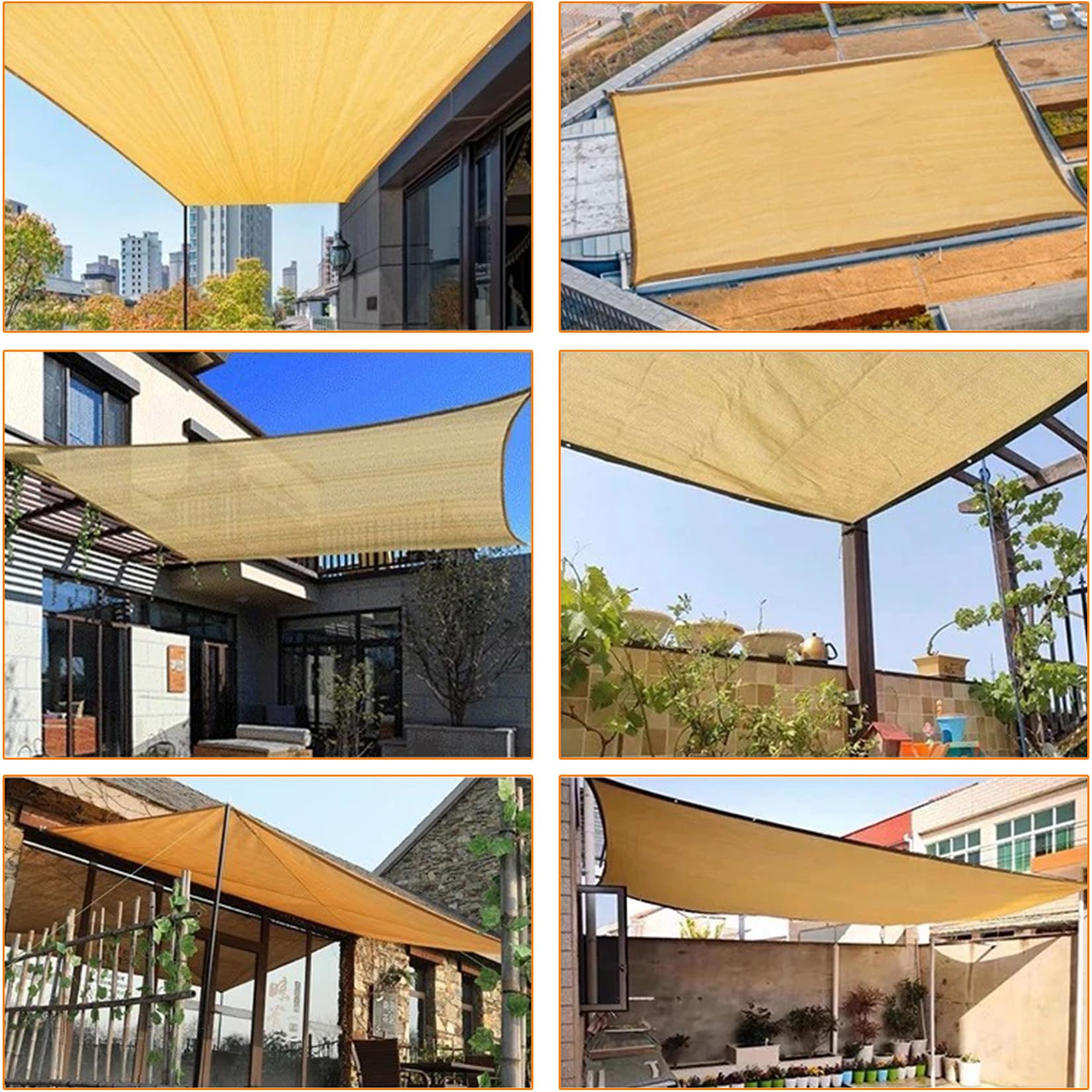 Tenda parasole resistente ai raggi UV, 6 m x 10 m, per giardino, patio, pergola, serra, cortile, pollaio, include occhielli e corda per una facile installazione