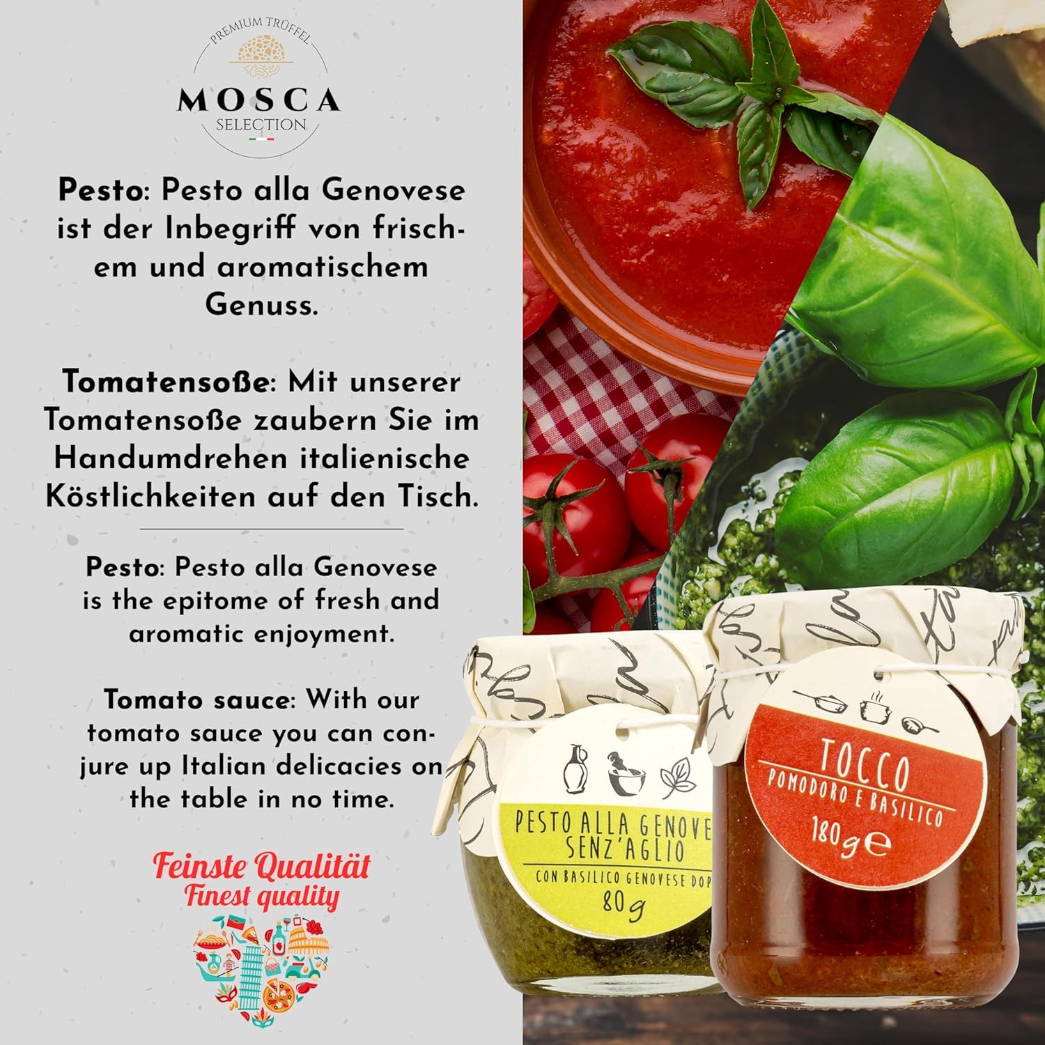 Coffret cadeau Spaghettata Selection : pâtes, pesto, huile d'olive, sauce tomate et épices - parfait pour des voyages culinaires dans la cuisine méditerranéenne - belle idée cadeau