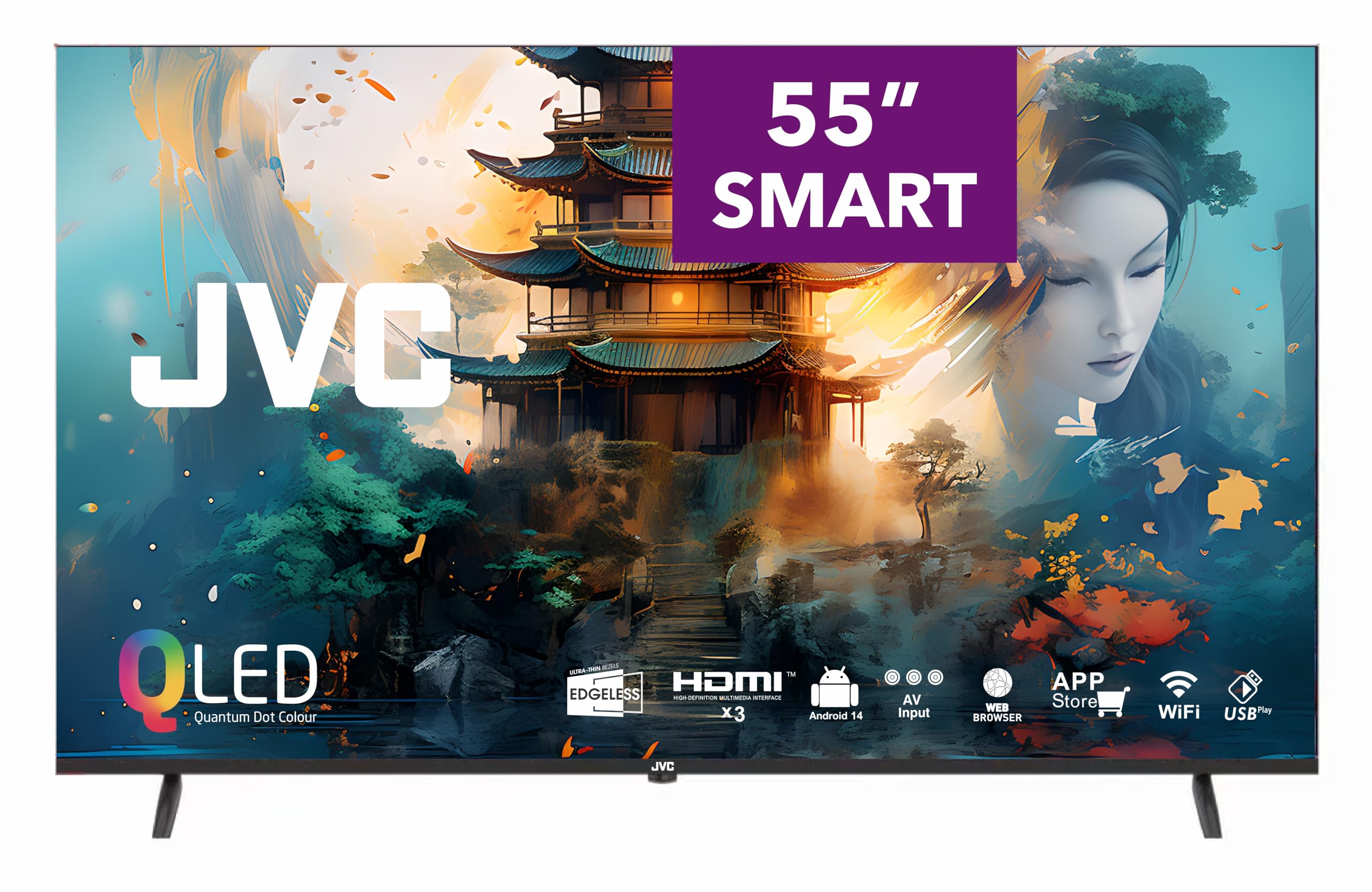 JVC 55 Inch Edgeless QLED 4K UHD WebOS Smart TV with Bluetooth, Magic Remote and Dolby Audio-2024 Model LT-55NQ7145