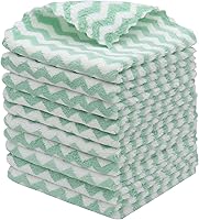 Vista 15 de Trapos de limpieza de microfibra sin pelusas, paquete de 10 trapos de secado rápido para limpieza, paños de cocina súper absorbentes para lavar