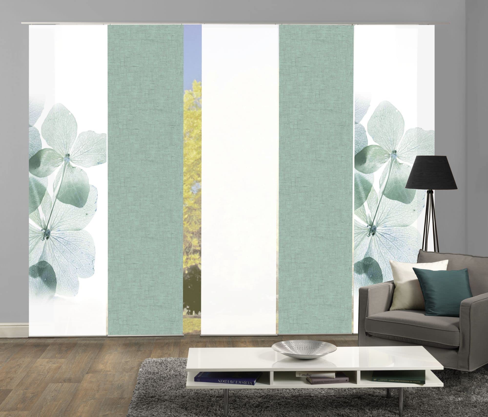 5er-Set Schiebegardinen Marcella Blickdicht, Höhe 245 cm, Mint