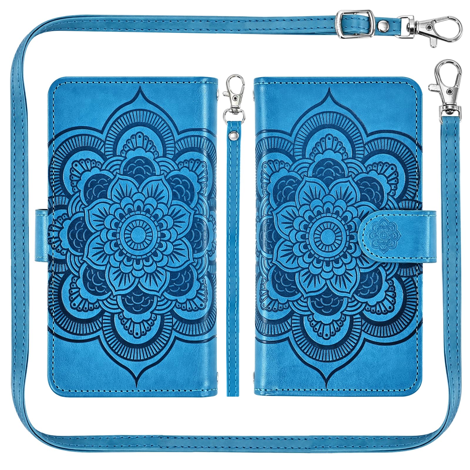 Asuwish Coque de téléphone pour Samsung Galaxy A13 5G avec fermeture éclair, portefeuille amovible, avec protection d'écran en verre trempé, sangle porte-cartes, motif floral A04S M13 G5 A 13 2022 13A