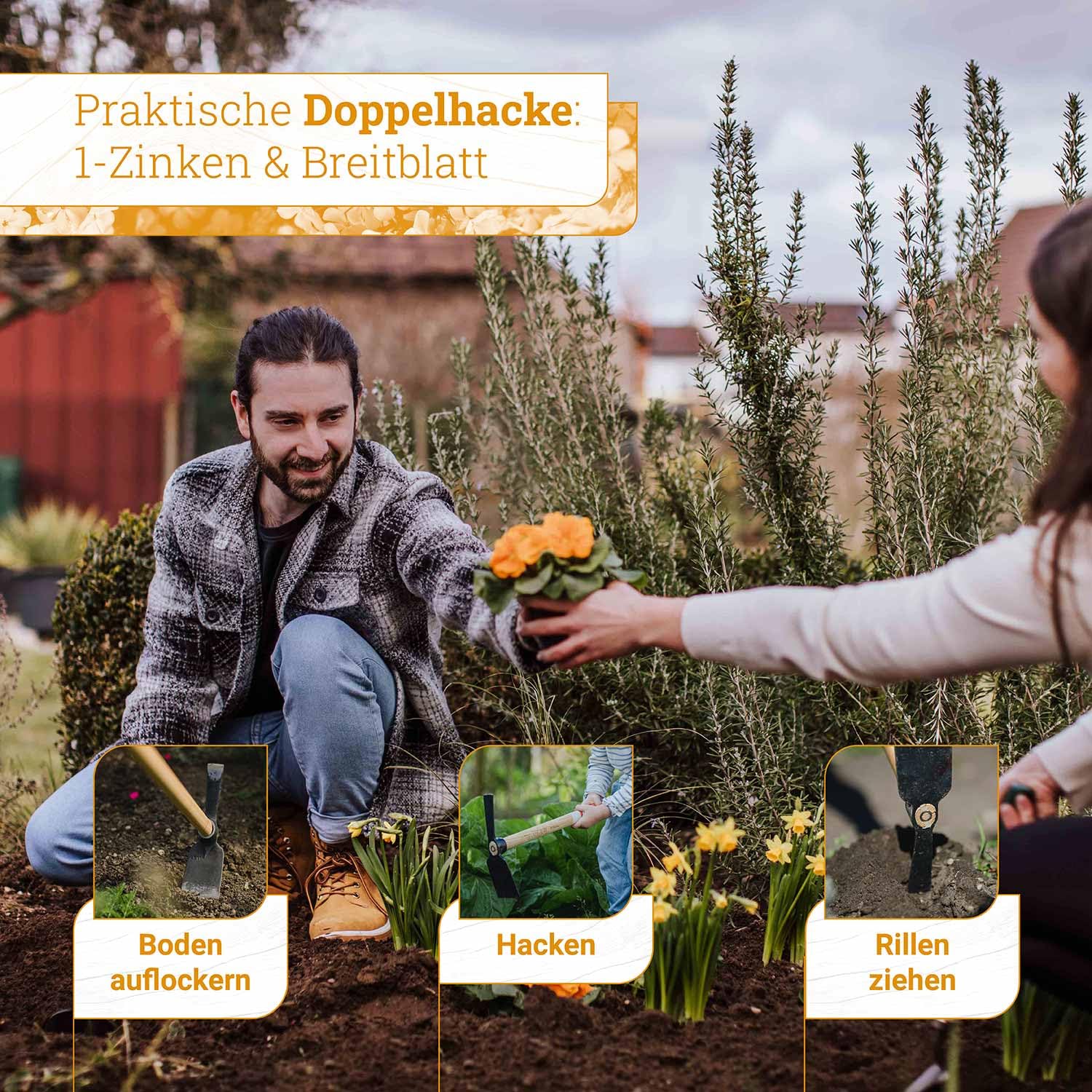 ADLER Rosie Gartenhacke Ziehhacke Eschenstiel geschmiedet Natur 135 cm