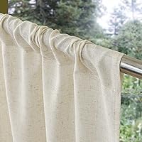 Vista 2 de Cortinas de cocina de lino Valea Home de 45 pulgadas de largo, cortinas rústicas de estilo granja, cortinas cortas crudas de cafetería, bolsillo