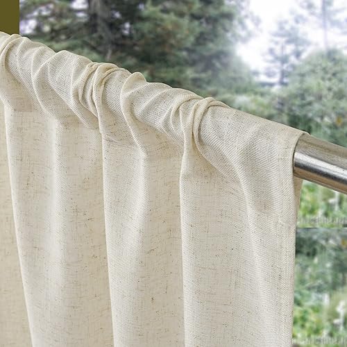 Miniatura 2 de Cortinas de cocina de lino Valea Home de 45 pulgadas de largo, cortinas rústicas de estilo granja, cortinas cortas crudas de cafetería, bolsillo