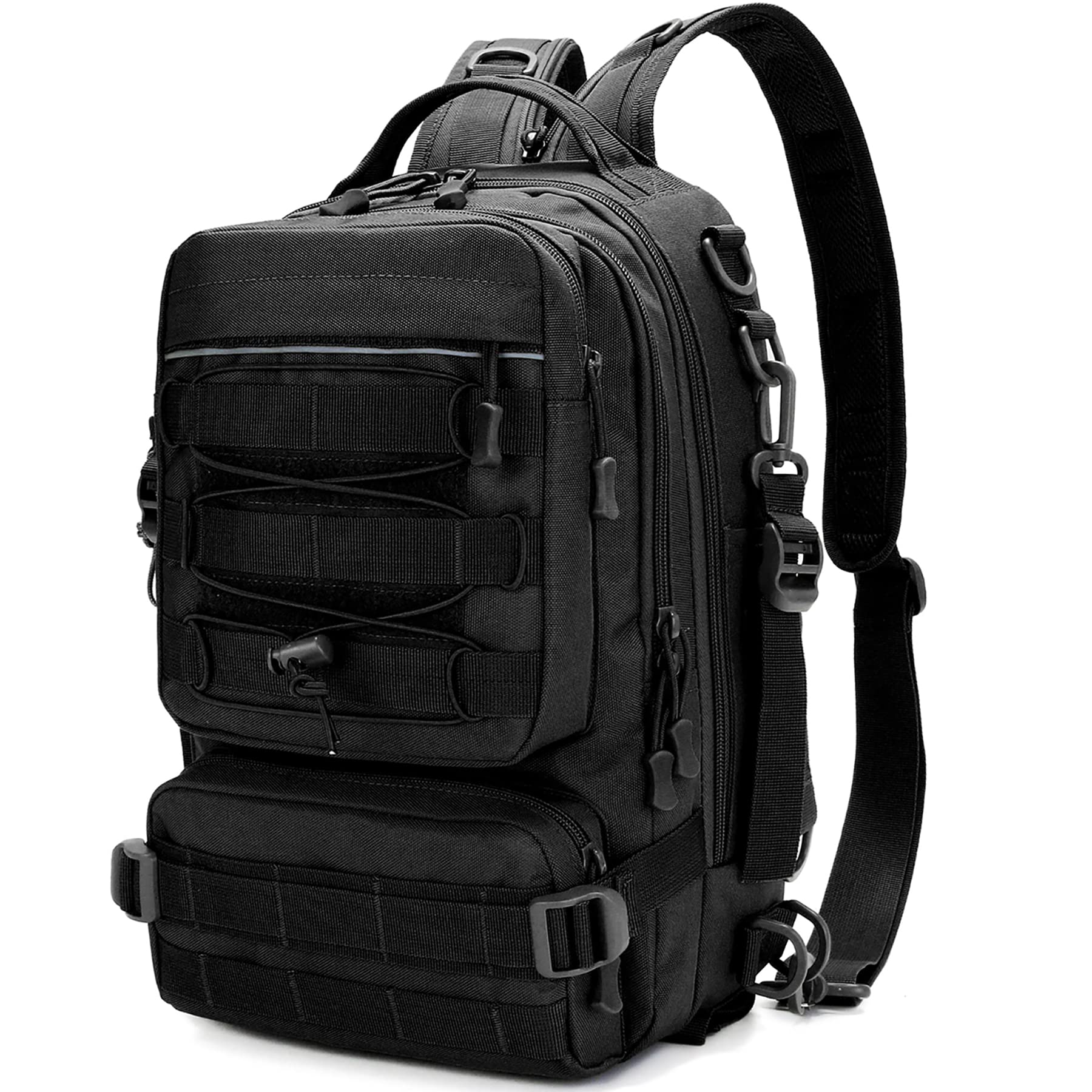 HAKAWAFLY Fishing Backpack, 5-Way, Waterproof, Fishing Bag, Multi-functional, Large Capacity, Includes 1 Waist Belt, 4 Rod Belts, 5 Carabiners, Rucksack, Backpack, 15.6 Inch, Water Repellent Treatment Black