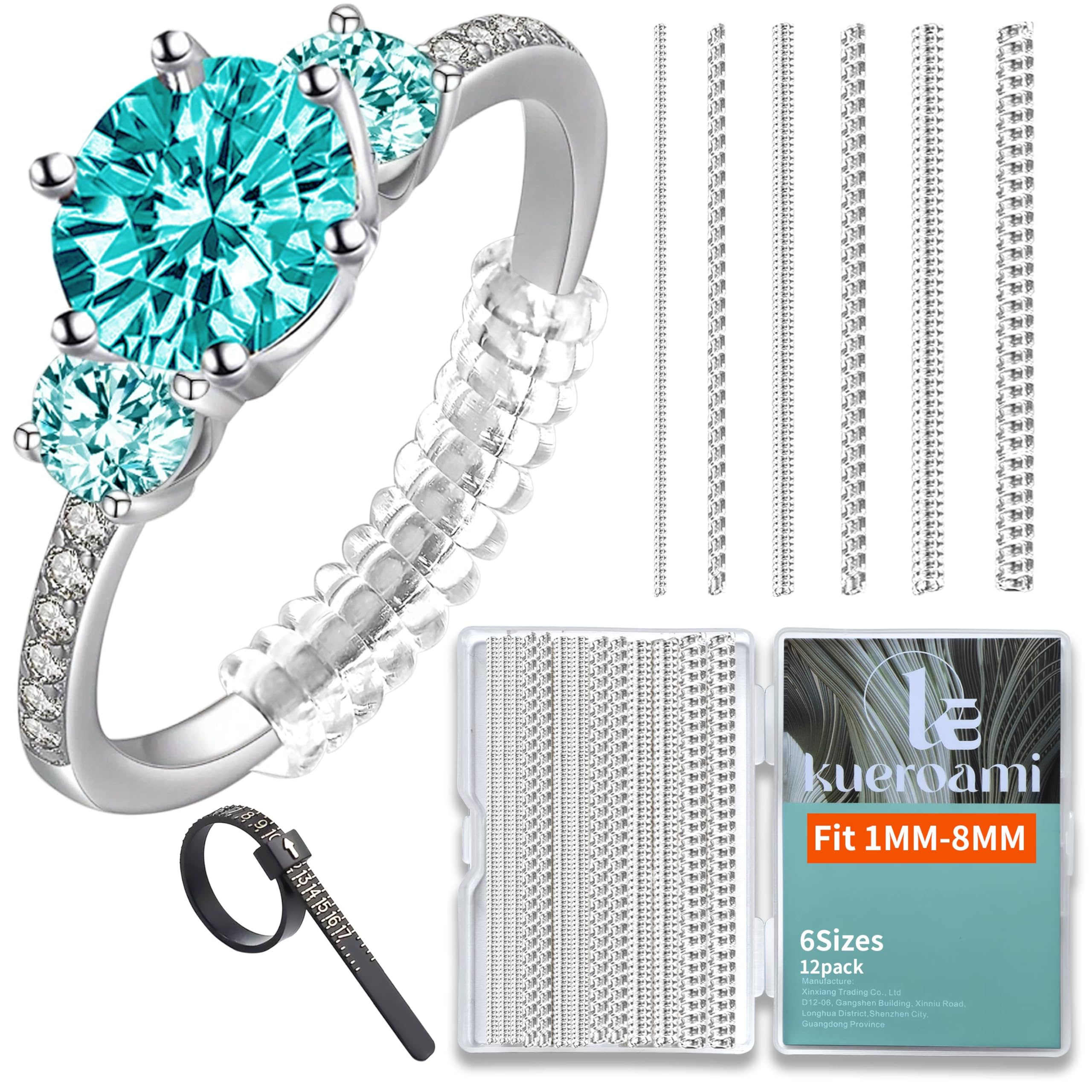 ring size adjuster for loose rings12 pack-6 sizes ring guards fitter resizerinvisible coil wrap ring tightener for women amp men spacers inserts make rings smaller without resizing clear