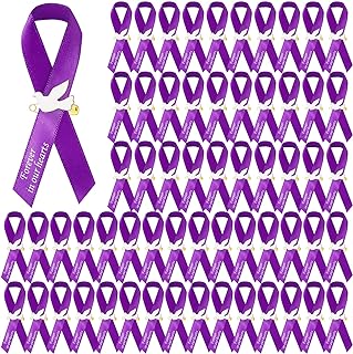 50 Pcs Dove Funeral Ribbons Memorial Ribbon Funeral Pins Classic Memorial Service Respect Ribbon Bow with Safety Pins and Dove for Mourning Remembrance Day Event(Purple)