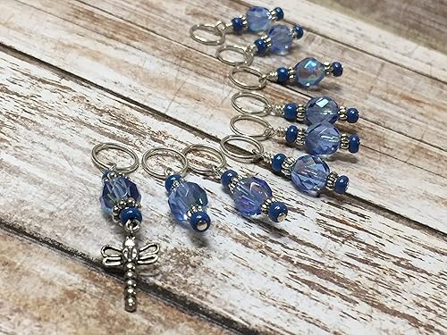 Miniatura 4 de Dragonfly Beaded Stitch Marker Charm Set for Knitting Women, Progress Keeper for Fiber Artists