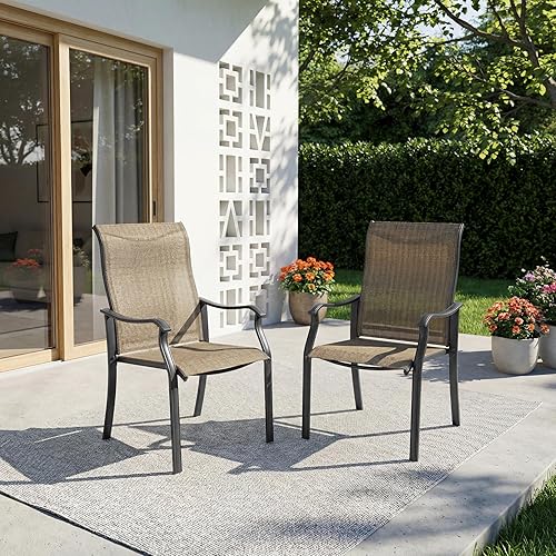 Outdoor Dining Chairs Set of 2, High Back Textilene Chairs