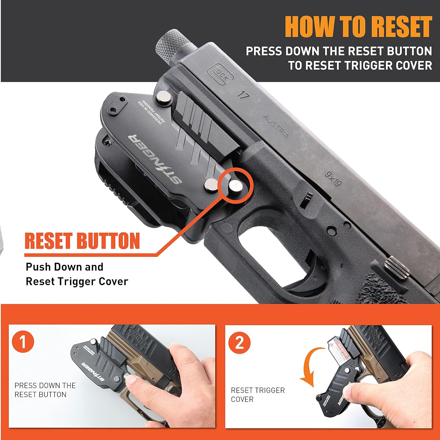 Stinger HL-GL Minimalist Holster & Rechargeable Green Laser Sight for Pistol Handgun, Green Dot Sight, Gun Sights, Clip & Quick Draw, IWB Conceal Carry Trigger Guard Holster (Green Laser, Right Hand)