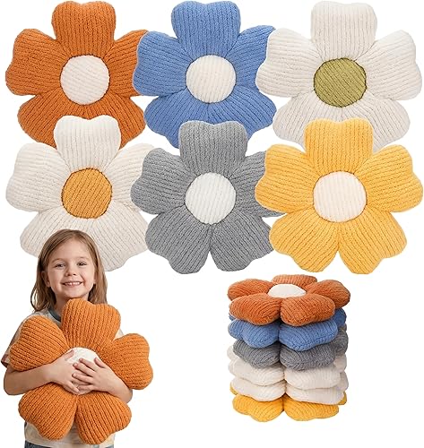 Miniatura 8 de 6 Piezas Almohadas con Forma de Flor Margaritas Almohadas de Piso Cojines de Asiento con Forma de Flor de 15 Pulgadas para Leer Sofá Sillón Cama