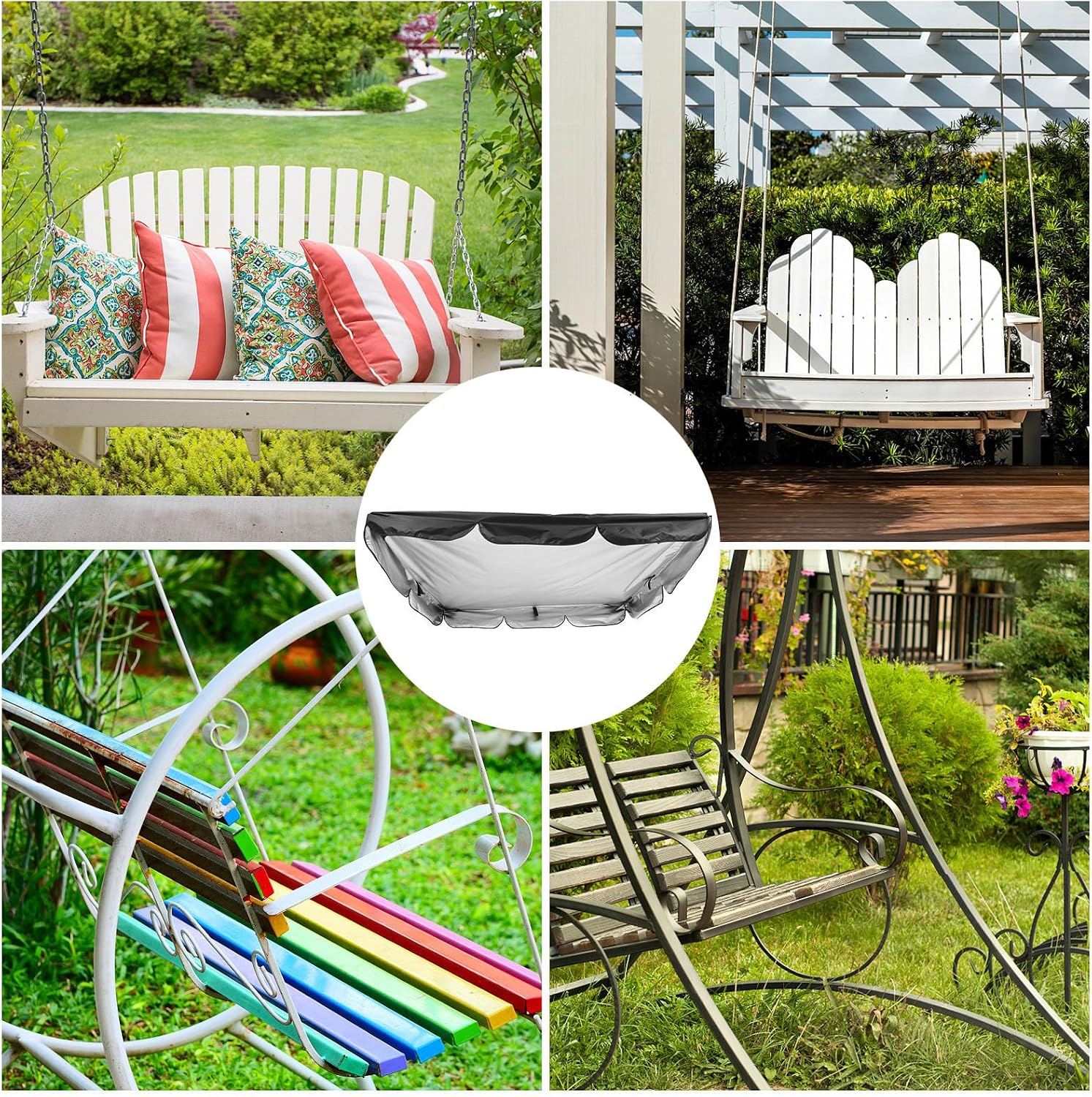 Hemoton Outdoor and Cover Fabric Swing Easy Installation Chair Black Anti-wear Features Protective Garden Patio