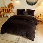 MEGO Ensemble de couverture de couettes Shaggy Plush de luxe, Ultra Doucement 3 Ensemble de housses pour le confort de la fourrure, ensemble de literie floue(1 Couverture de duvet à fourrure + 2 Shams d'oreiller), fermeture à glissière (Roi, Noir)