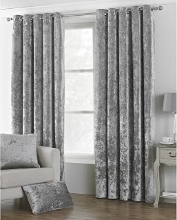 Paoletti Verona CRUSHED VELVET Eyelet Curtains, 66" x 72" (168 x 183 cm), Silver