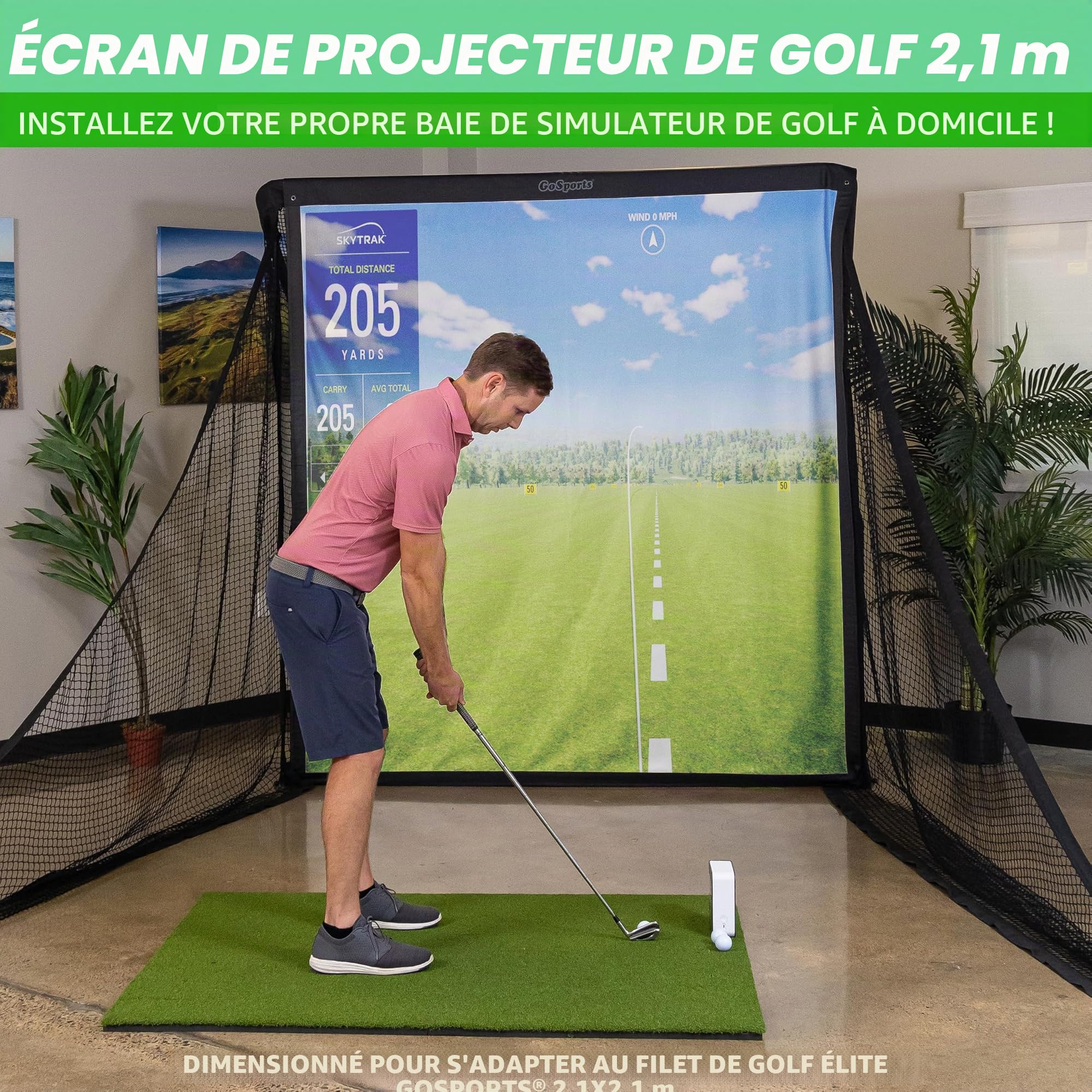 GoSports Écran d'impact pour simulateur de Golf – Choisissez la Taille