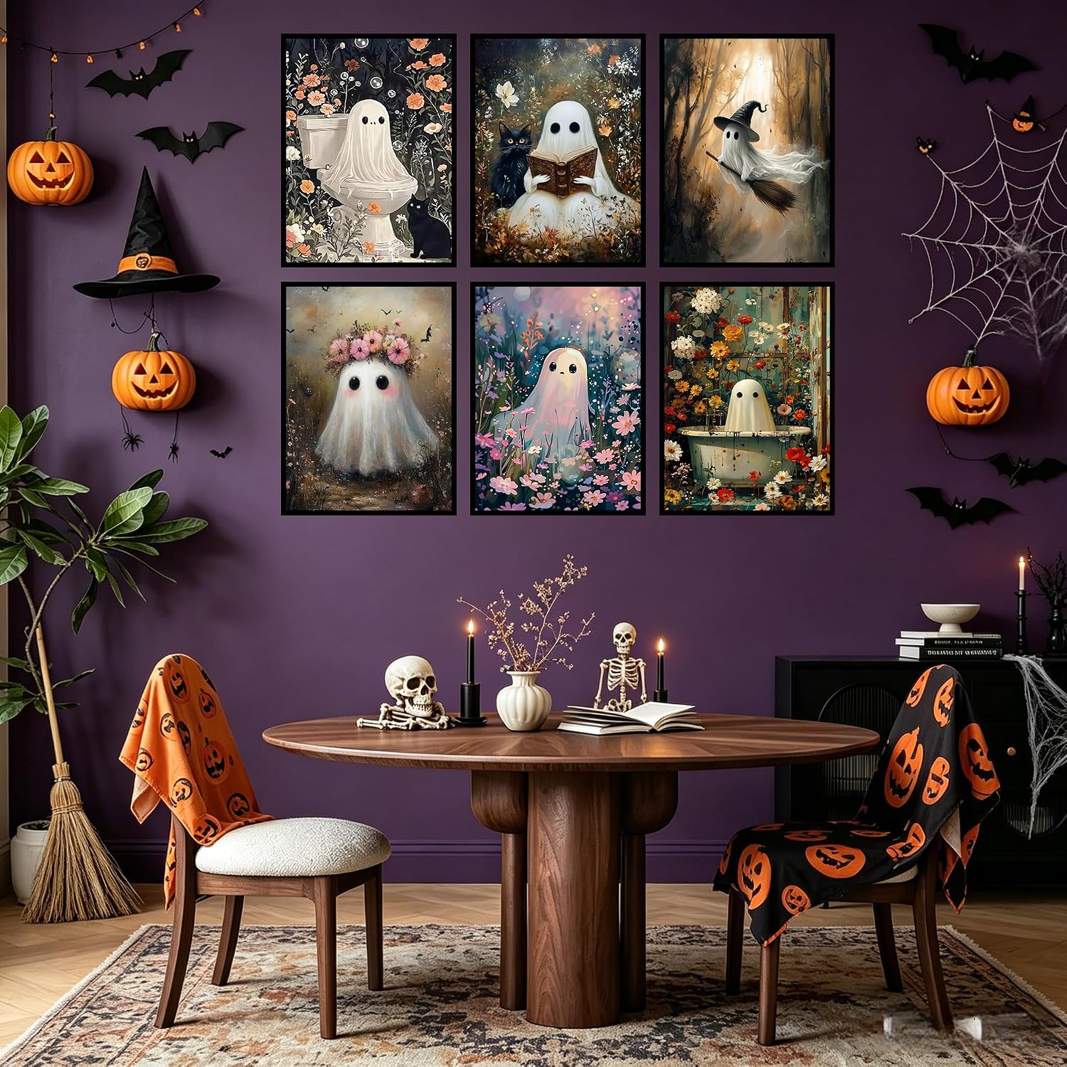 croshom Halloween Diamond Art Kits for Adults, 6 Packs Halloween Diamond Painting Kits, 5D DIY Horror Diamonds Gem Arts Craft, Full Round Dots Painting for Home Wall Decor 11.8x15.7 in